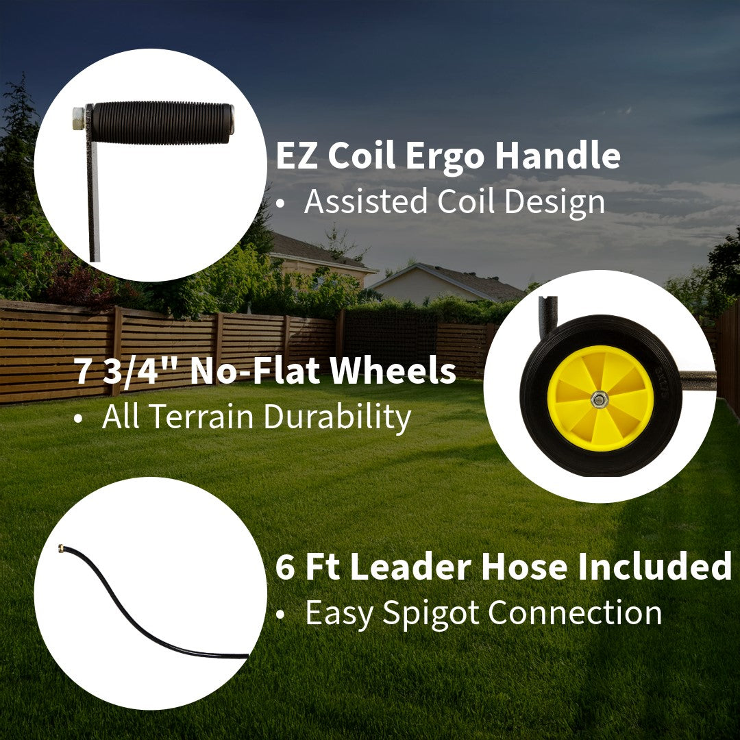 Real Hose Storage 4-Wheel Residential Hose Reel Cart - 250ft Hose Capacity