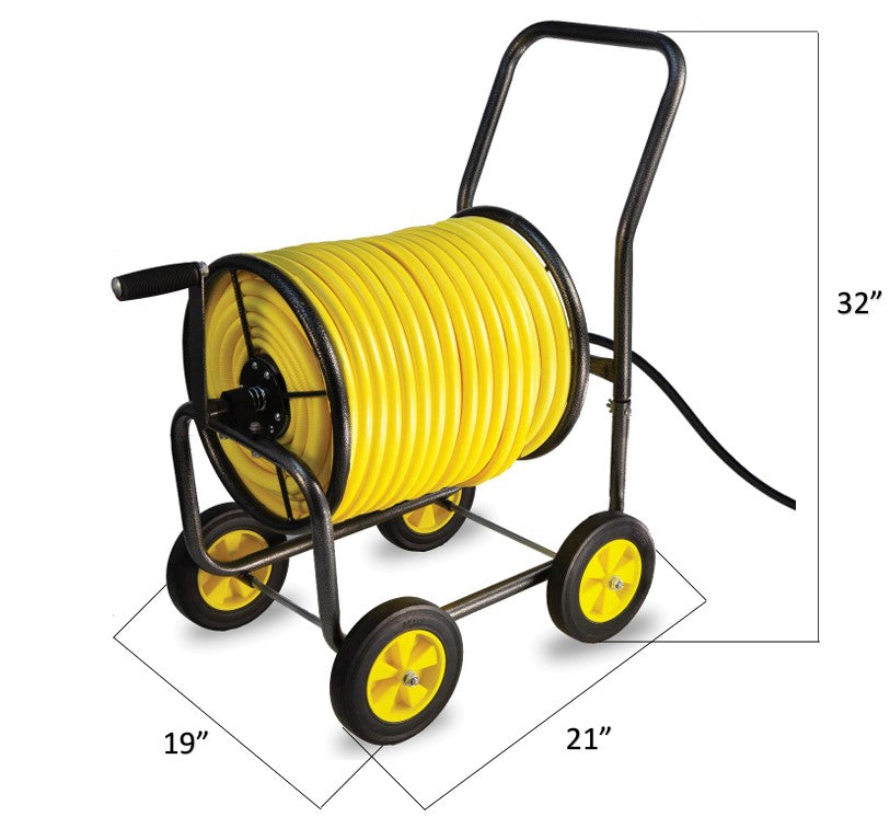 Real Hose Storage 4-Wheel Residential Hose Reel Cart - 250ft Hose Capacity