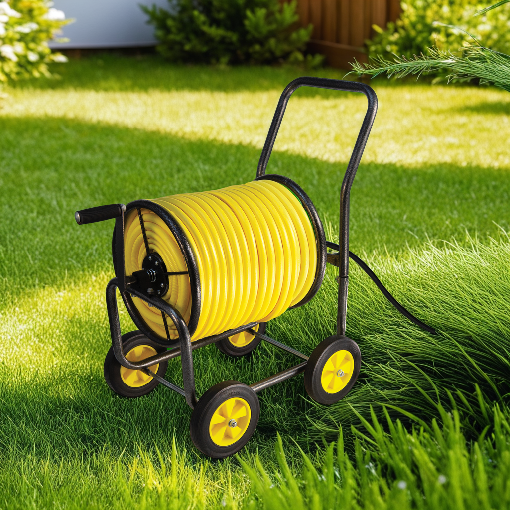 Real Hose Storage 4-Wheel Residential Hose Reel Cart - 250ft Hose Capacity