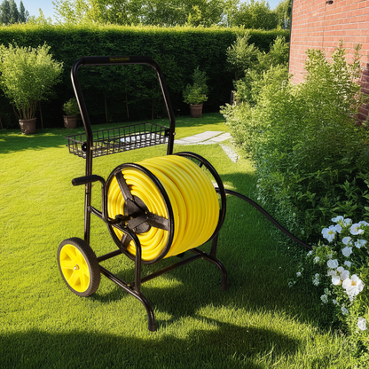 Heavy Duty Metal Hose Reel Cart with Wheels