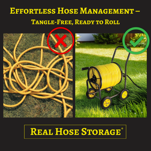 Real Hose Storage 4-Wheel Residential Hose Reel Cart - 250ft Hose Capacity