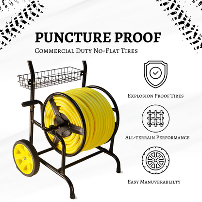 Heavy Duty Metal Hose Reel Cart with Wheels