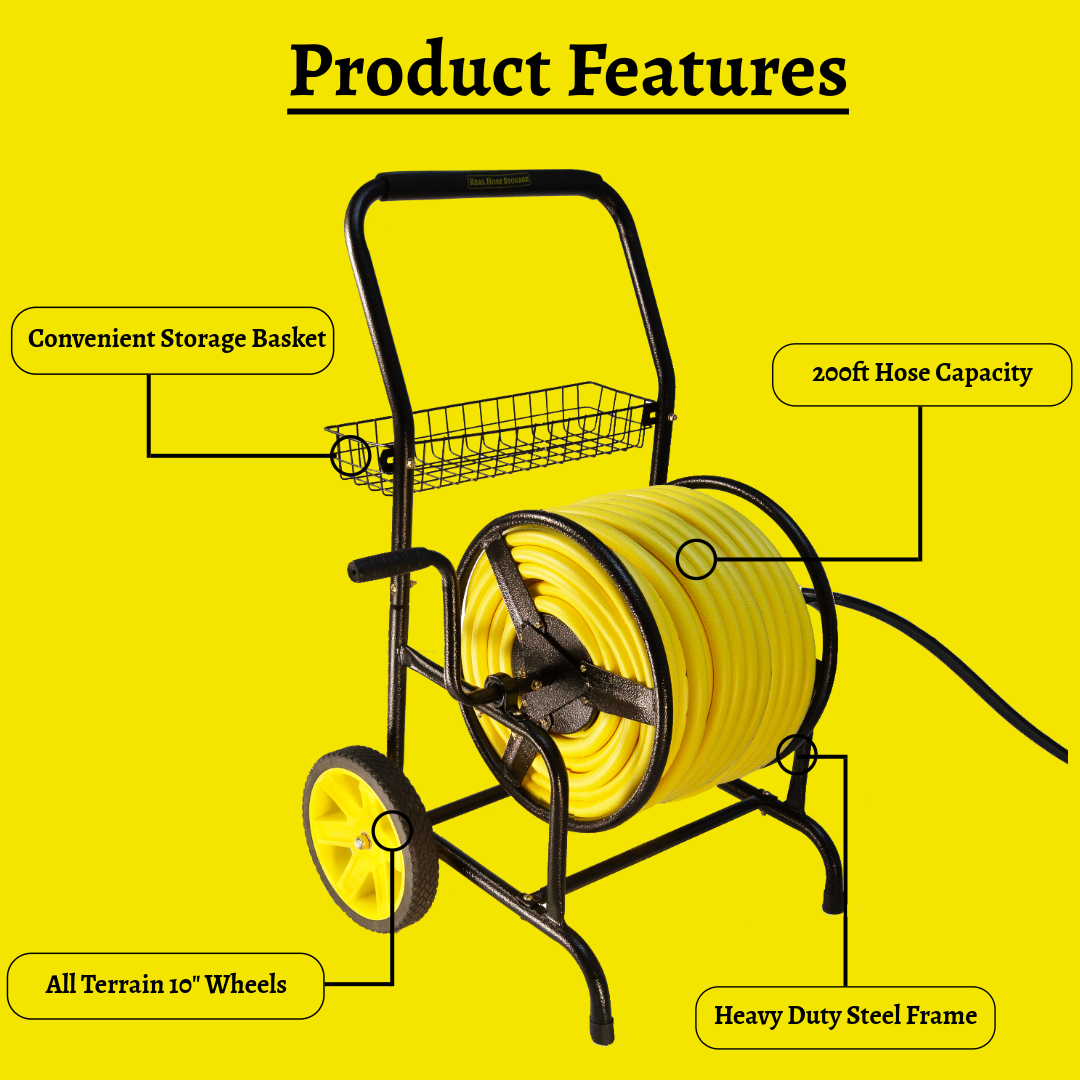 Heavy Duty Metal Hose Reel Cart with Wheels